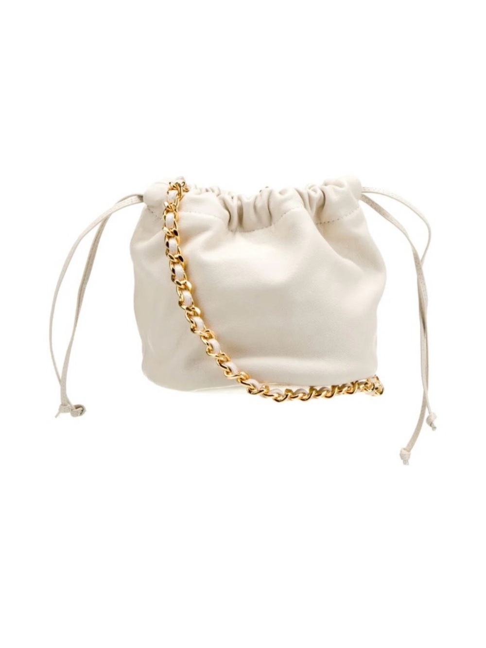 KHAITE ARIA LEATHER BUCKET HANDBAG WHITE GOLD - Picture 4 of 6